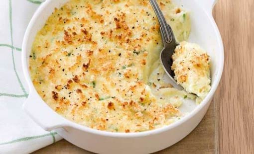 الروبيان واللفت بالبطاطس البوريه