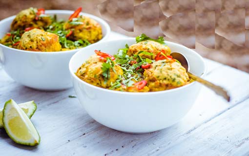 عدس مع كفتة الباذنجان